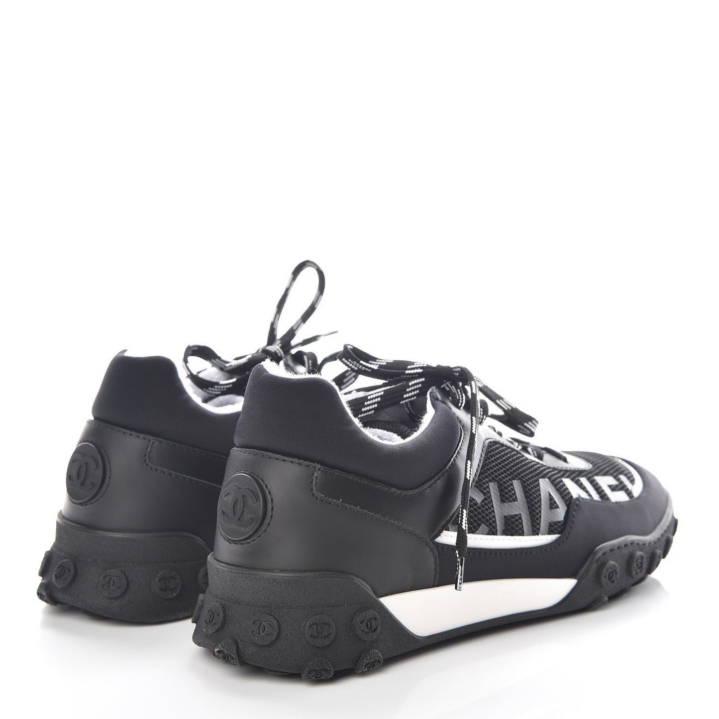 Calfskin Mesh Lycra Sneakers 38.5 Black