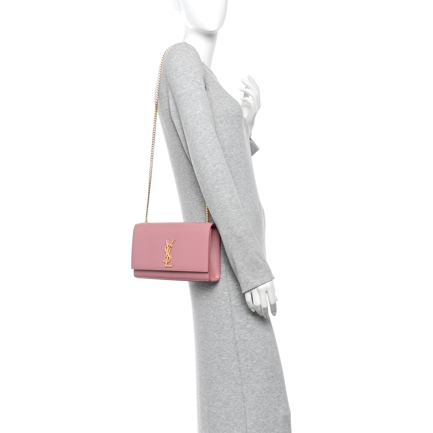 Saint Laurent Grain De Poudre Medium Classic Monogram Kate Satchel Dark Rose 2 of 10
