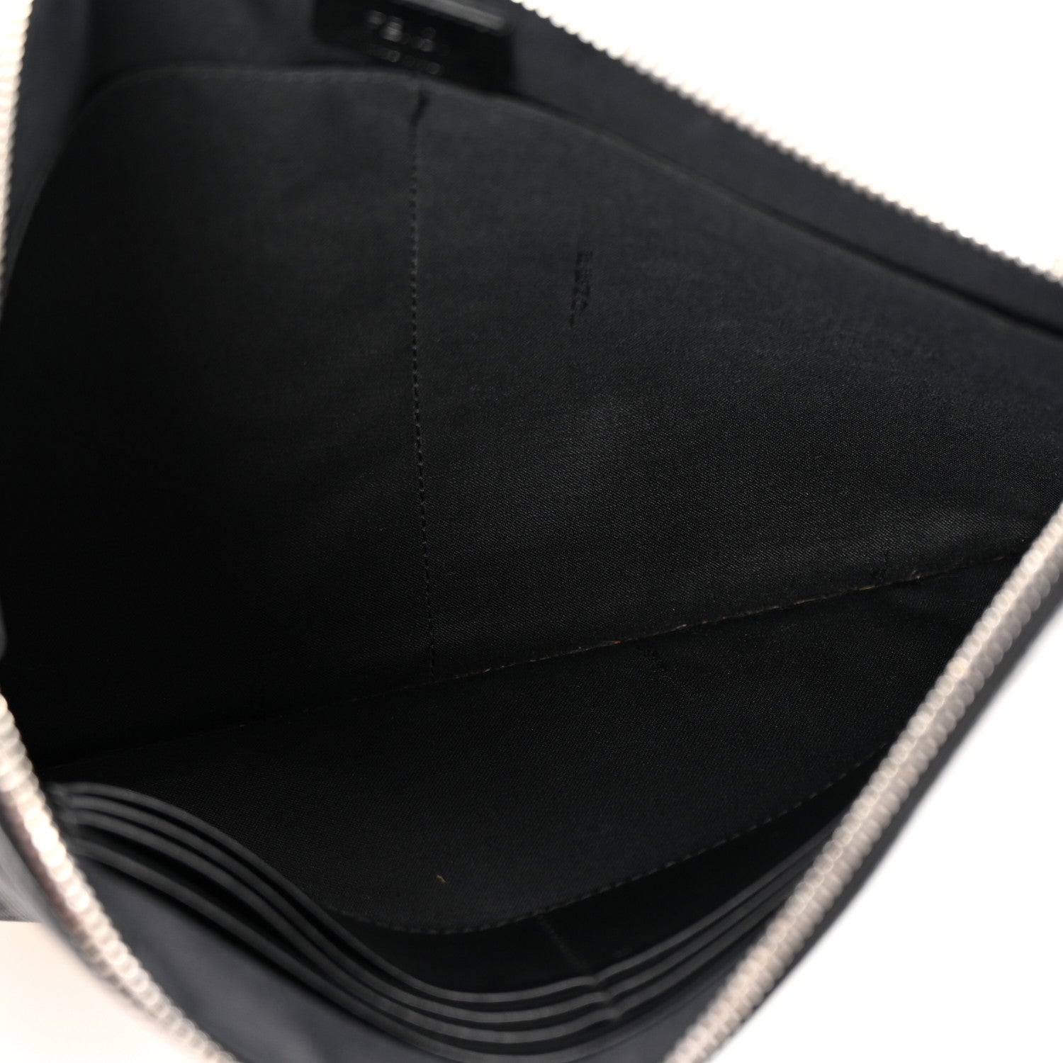 Fendi Glazed Fabric Vitello Liberty FF 1974 Diagonal Flat Clutch  Sunflower Black 5 of 10