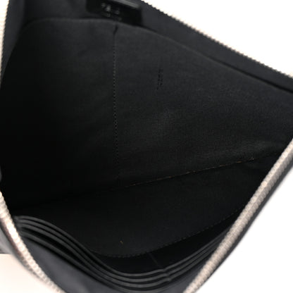 Fendi Glazed Fabric Vitello Liberty FF 1974 Diagonal Flat Clutch  Sunflower Black 5 of 10