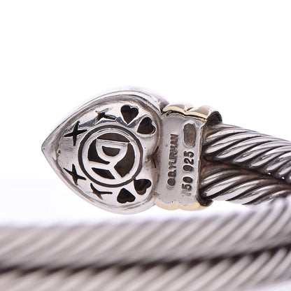 David Yurman Sterling Silver 18K Yellow Gold Cable Double Heart Bracelet 5 of 5