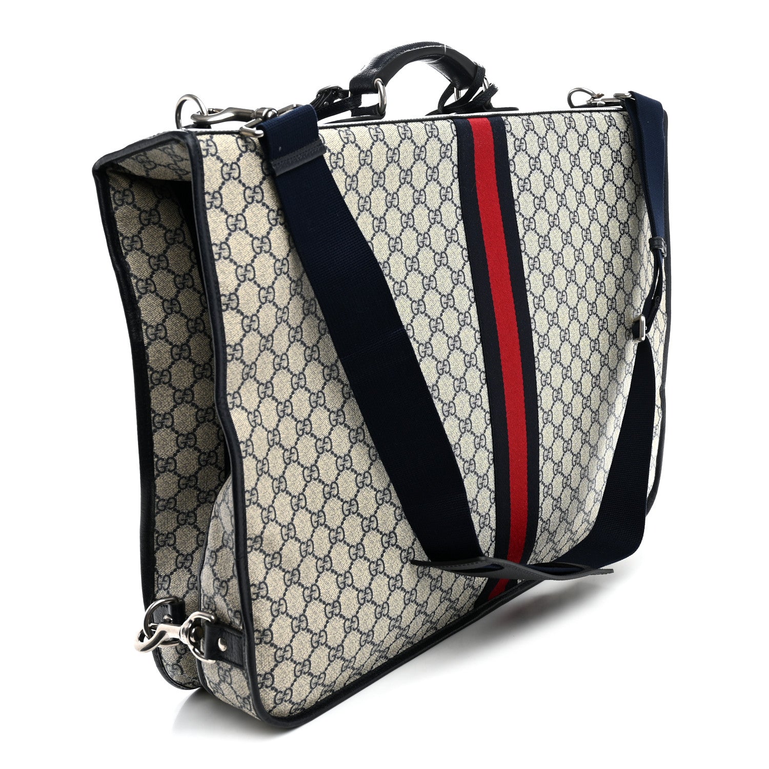 Gucci GG Supreme Monogram Web Savoy Garment Bag Beige Blue 2 of 10
