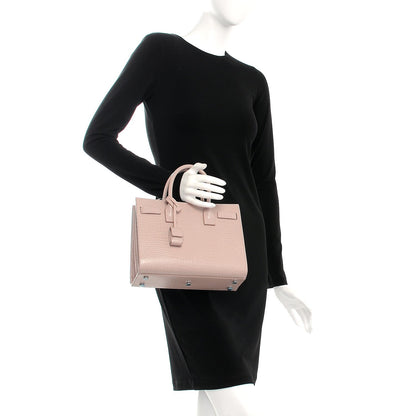 Saint Laurent Calfskin Crocodile Embossed Baby Sac De Jour Rose Antic 3 of 8