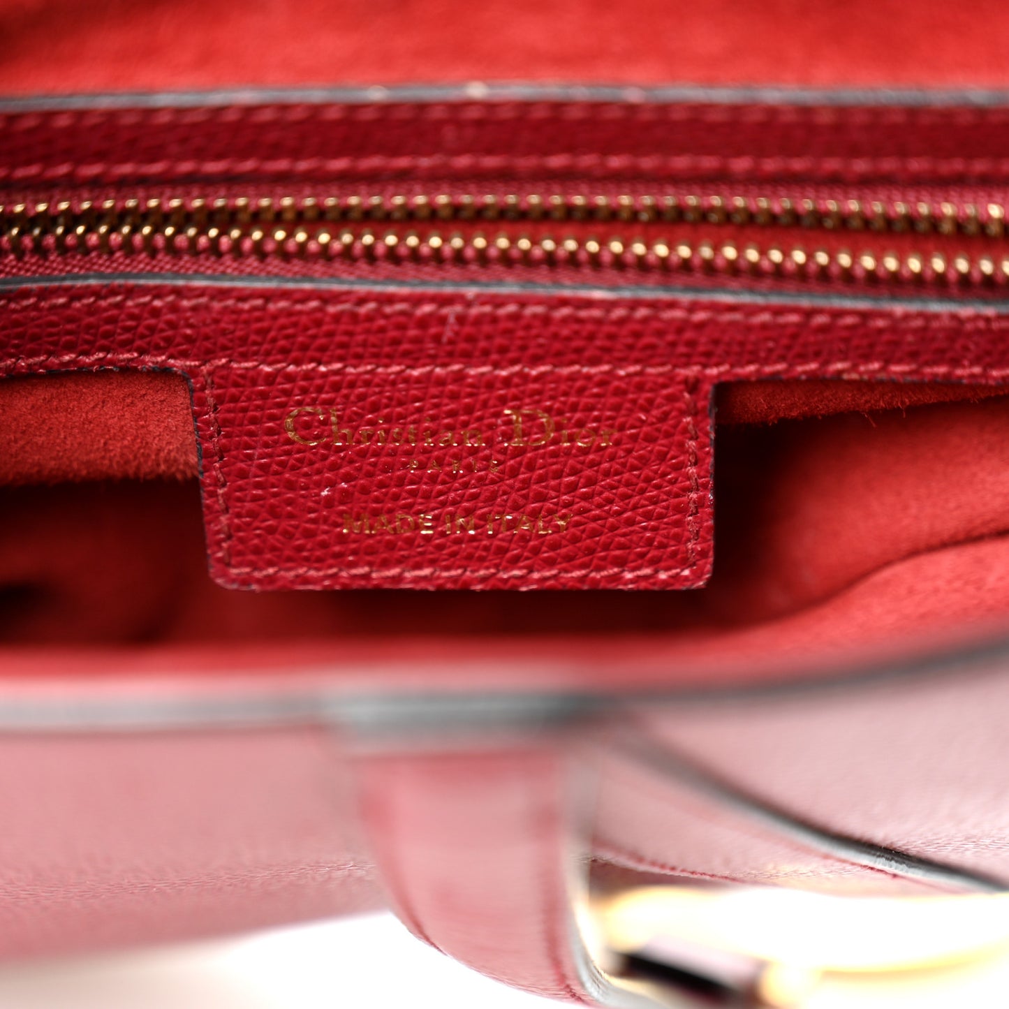 Grained Calfskin Saddle Bag Red