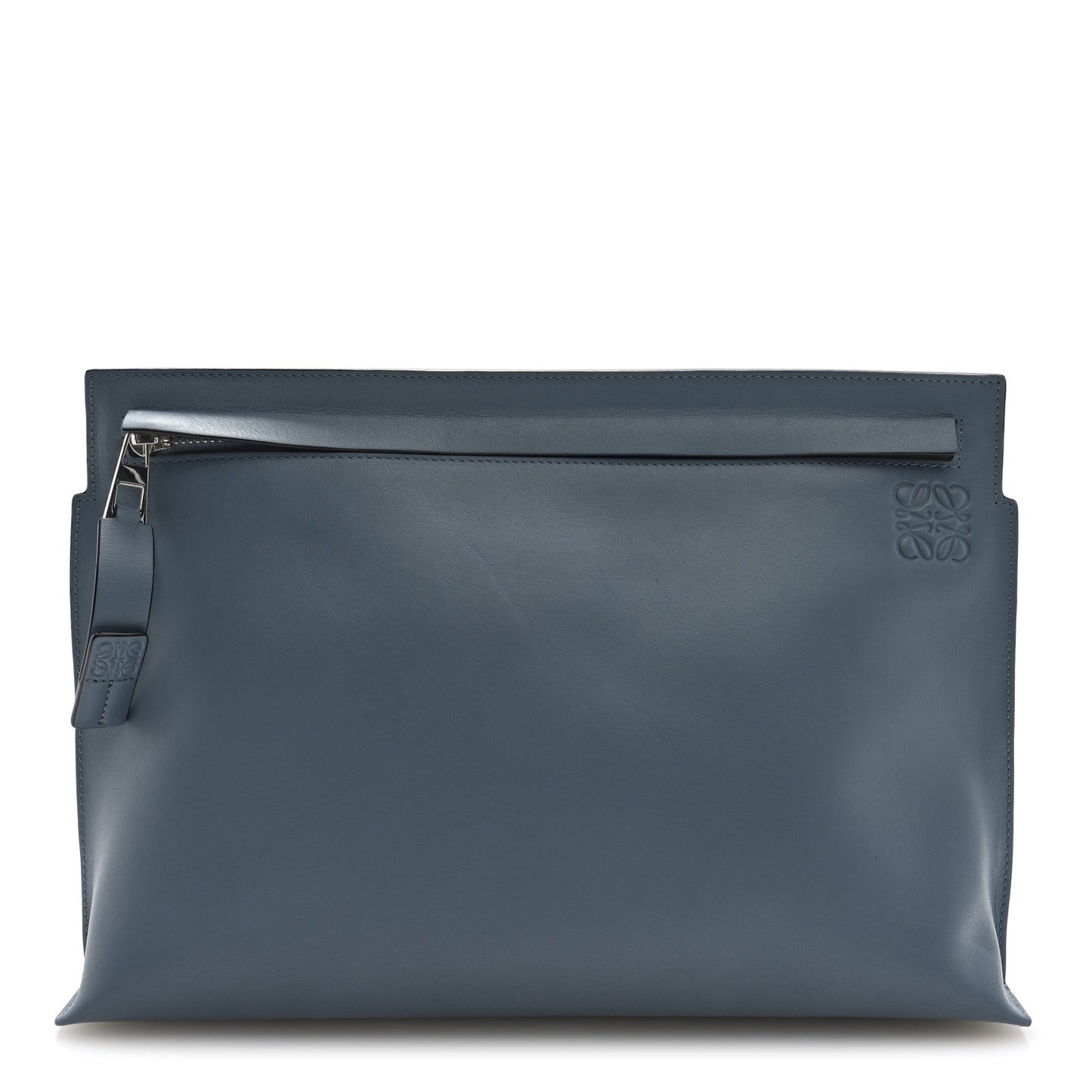 Calfskin T Pouch Stone Blue