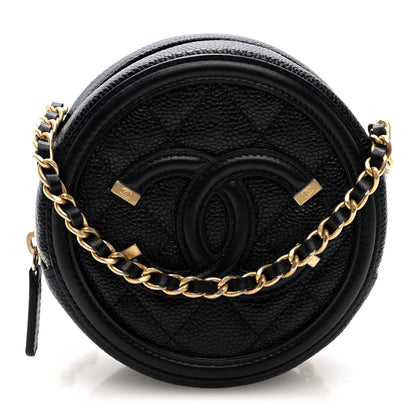 Chanel Caviar Quilted Round Filigree Crossbody Black 1 of 11