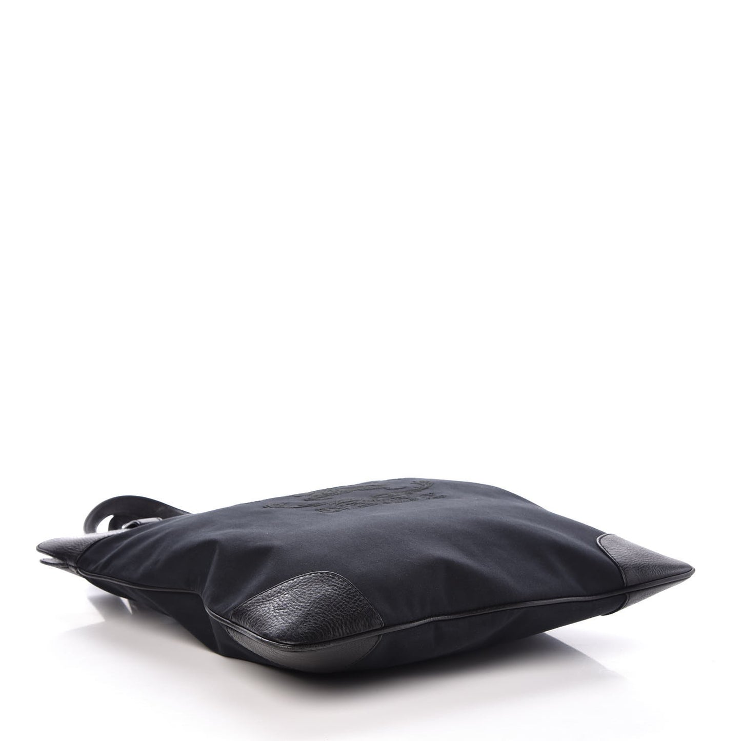 Canvas Calfskin Crest Embossed Flat Tote Black