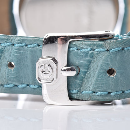 Chopard Stainless Steel Alligator Diamond Blue Sapphire Blue Mother of Pearl 26mm Happy Sport Star Quartz Watch 6 of 9