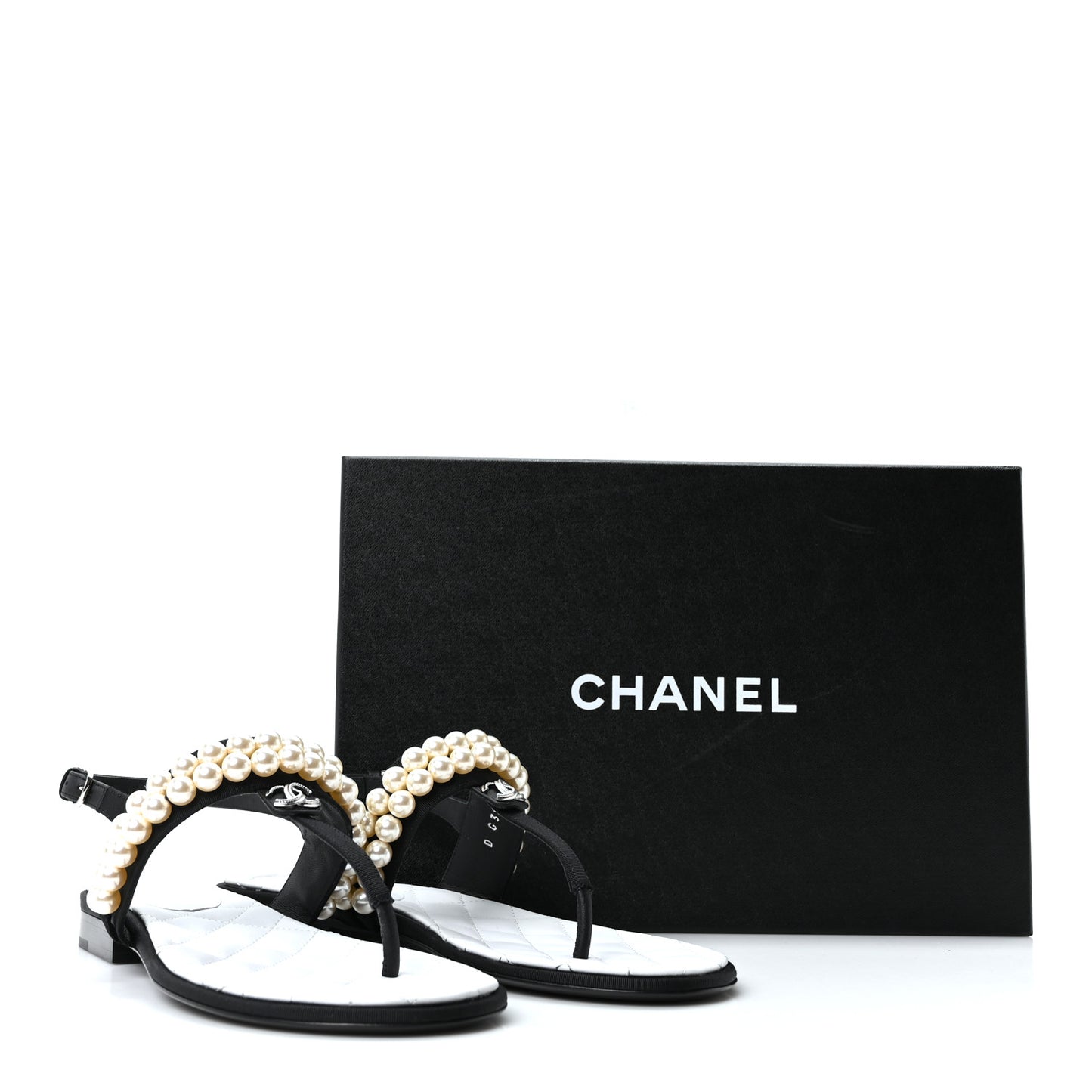 Grosgrain Pearl CC Sandals 37 Black
