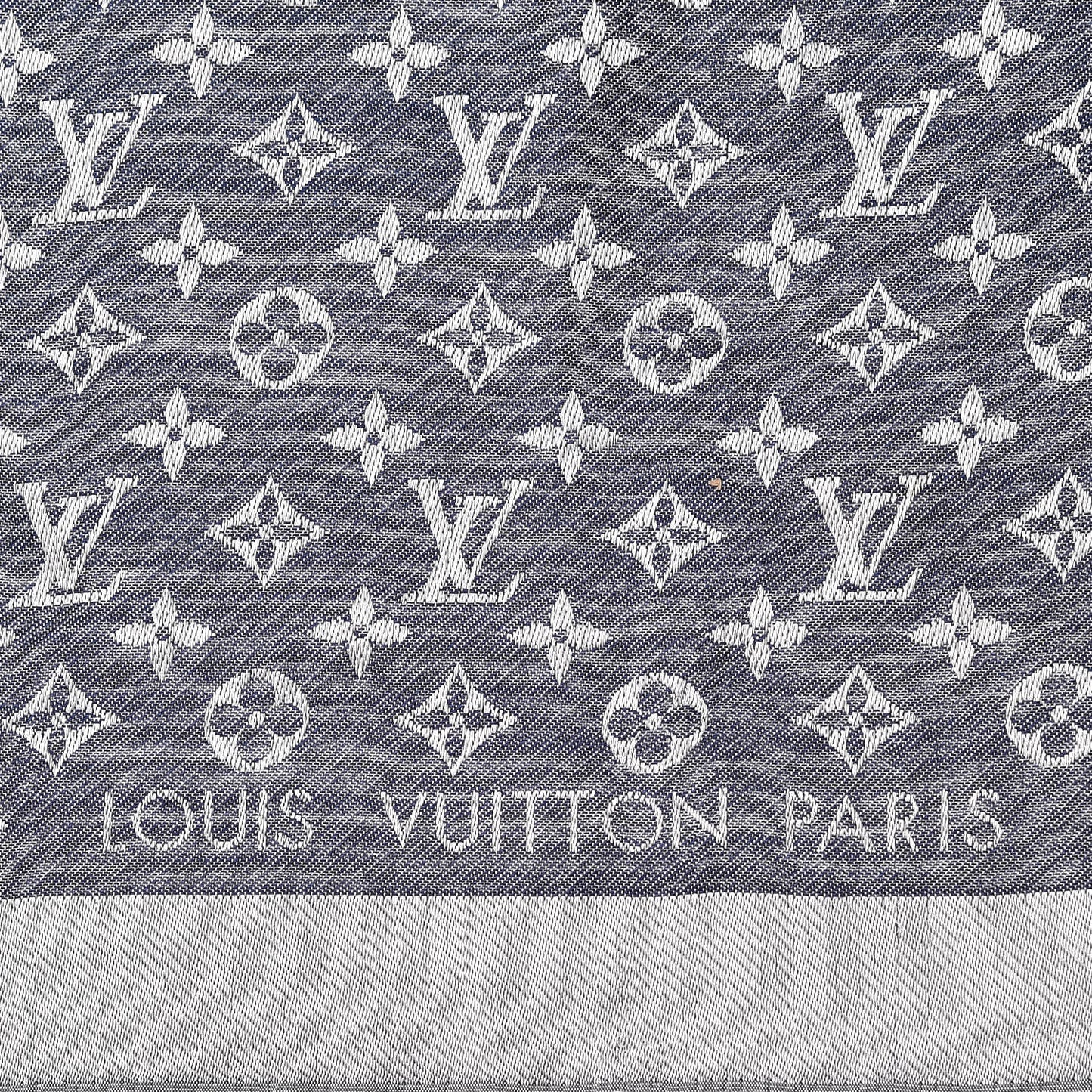 Silk Wool Monogram Denim Shawl Blue
