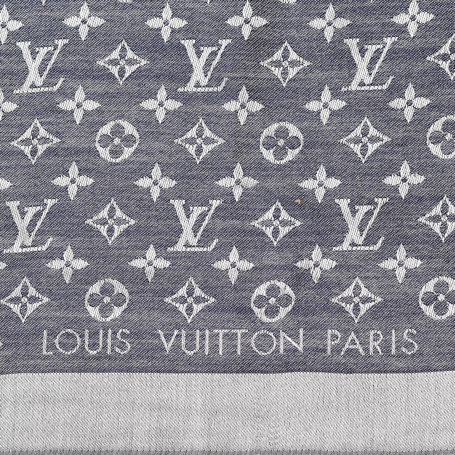Louis Vuitton Silk Wool Monogram Denim Shawl Blue 4 of 4