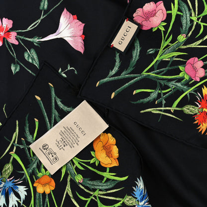Gucci Silk Floral Print Scarf Black Multicolor 3 of 3