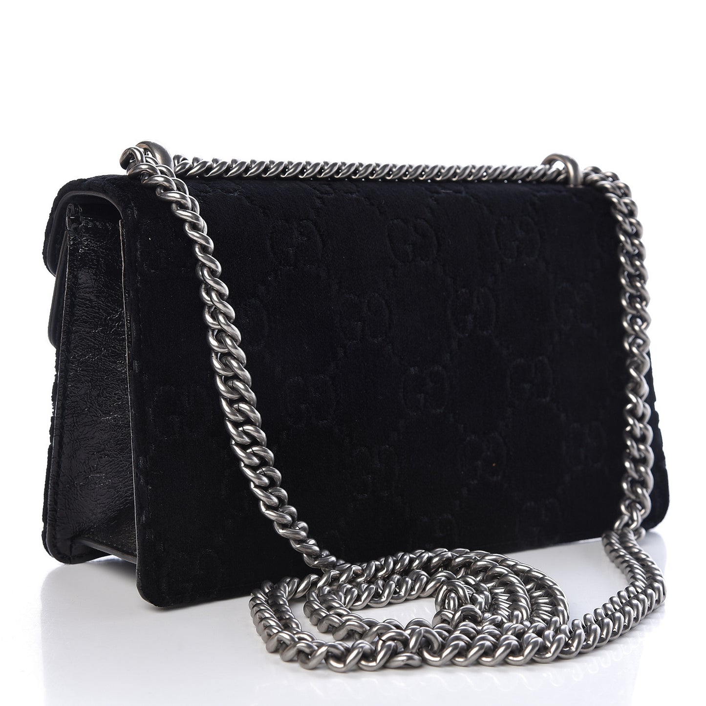 Velvet Skipper Crystal GG Monogram Small Dionysus Shoulder Bag Black Black Diamond