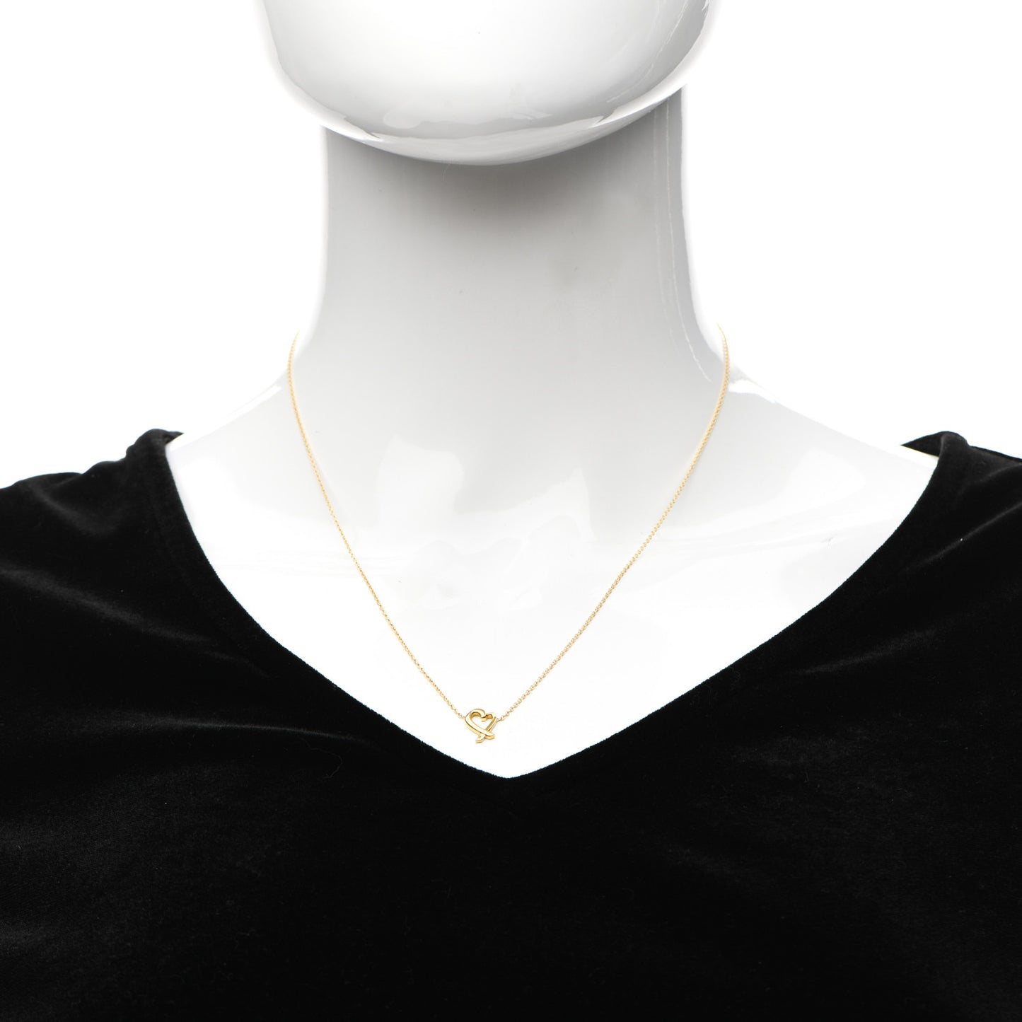 18K Yellow Gold Mini Paloma Picasso Loving Heart Pendant Necklace