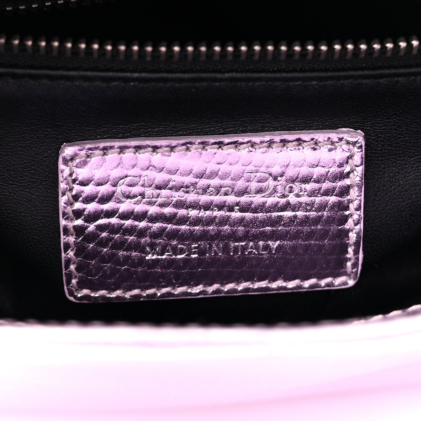 CHRISTIAN DIOR Metallic Lizard Mini Lady Dior Pink