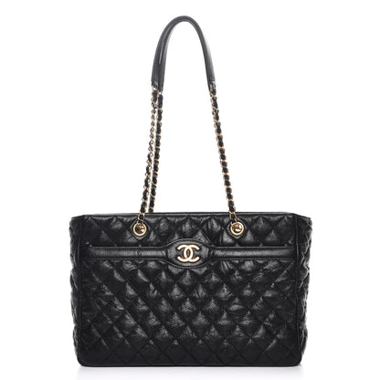 Chanel Crumpled Grained Calfskin Quilted Tote Black 1 of 7