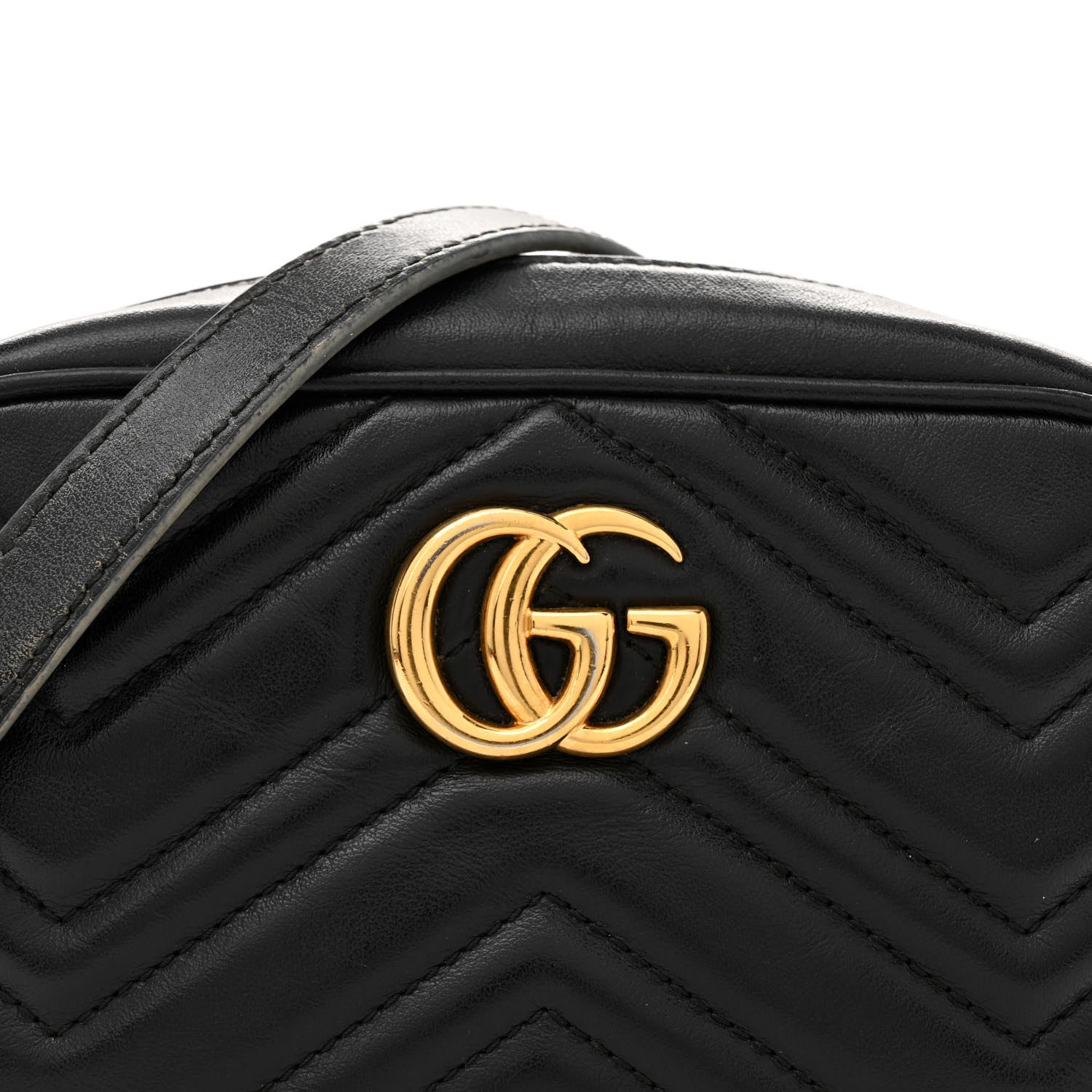 Gucci Calfskin Matelasse Mini GG Marmont Chain Shoulder Bag Black 8 of 17