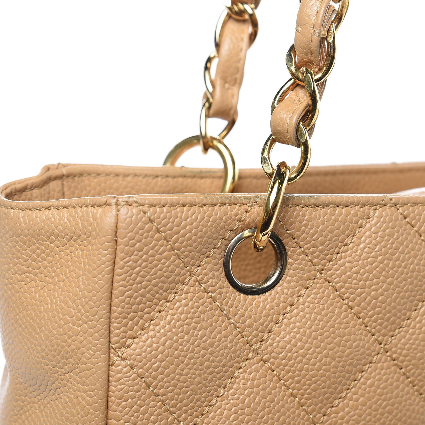 Caviar Quilted Petit Shopping Tote PST Dark Beige
