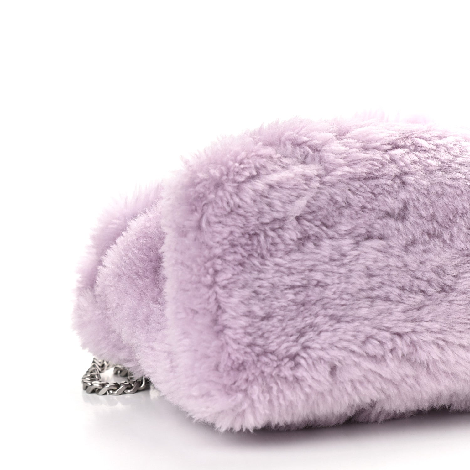 Saint Laurent Merino Shearling Lambskin Quilted Small Loulou Puffer Monogram Chain Satchel Lila 7 of 8