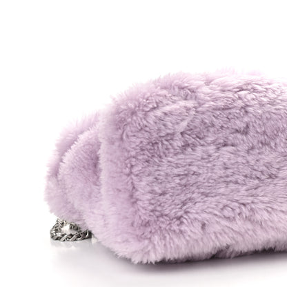 Saint Laurent Merino Shearling Lambskin Quilted Small Loulou Puffer Monogram Chain Satchel Lila 7 of 8