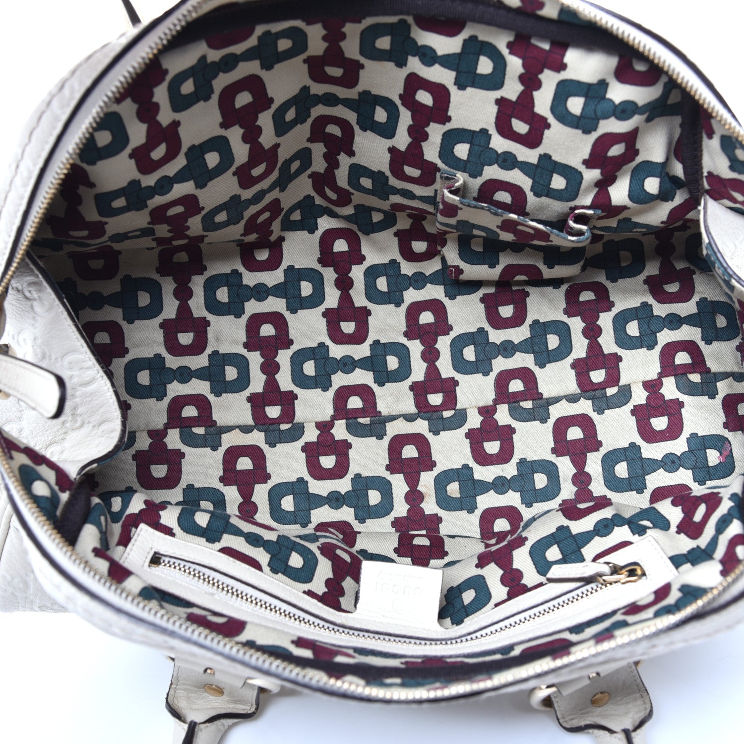 Gucci Calfskin Guccissima Signoria Bowler Bag Off White 5 of 9