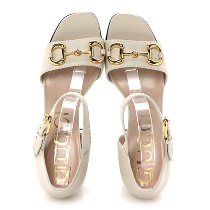 Gucci Nappa Horsebit Cross Strap 95mm Sandals 40.5 Mystic White 2 of 10