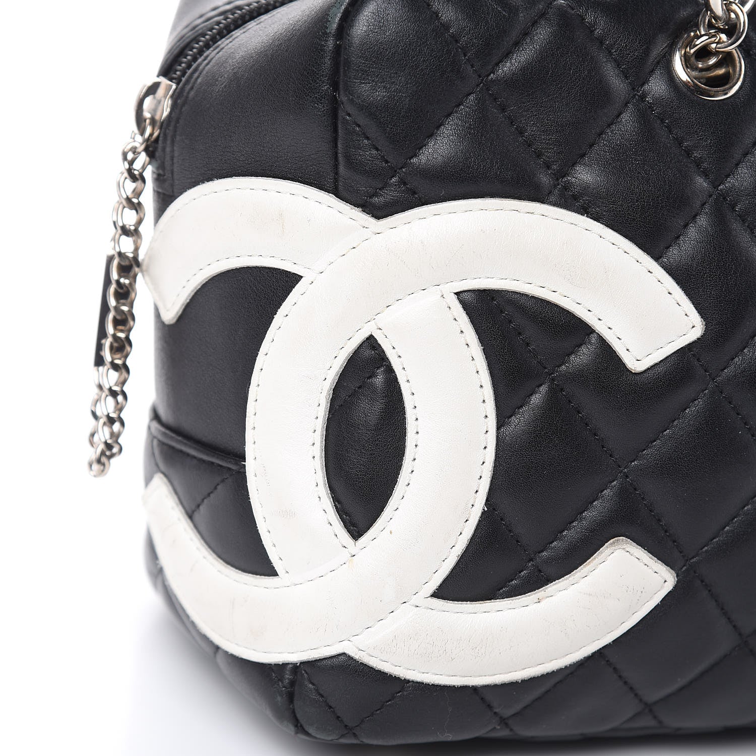 Chanel Calfskin Quilted Large Cambon Bowler Black White 13 of 22