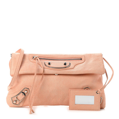 Balenciaga Chevre Silver Metallic Edge Hardware Envelope Clutch Rose Corail 1 of 9