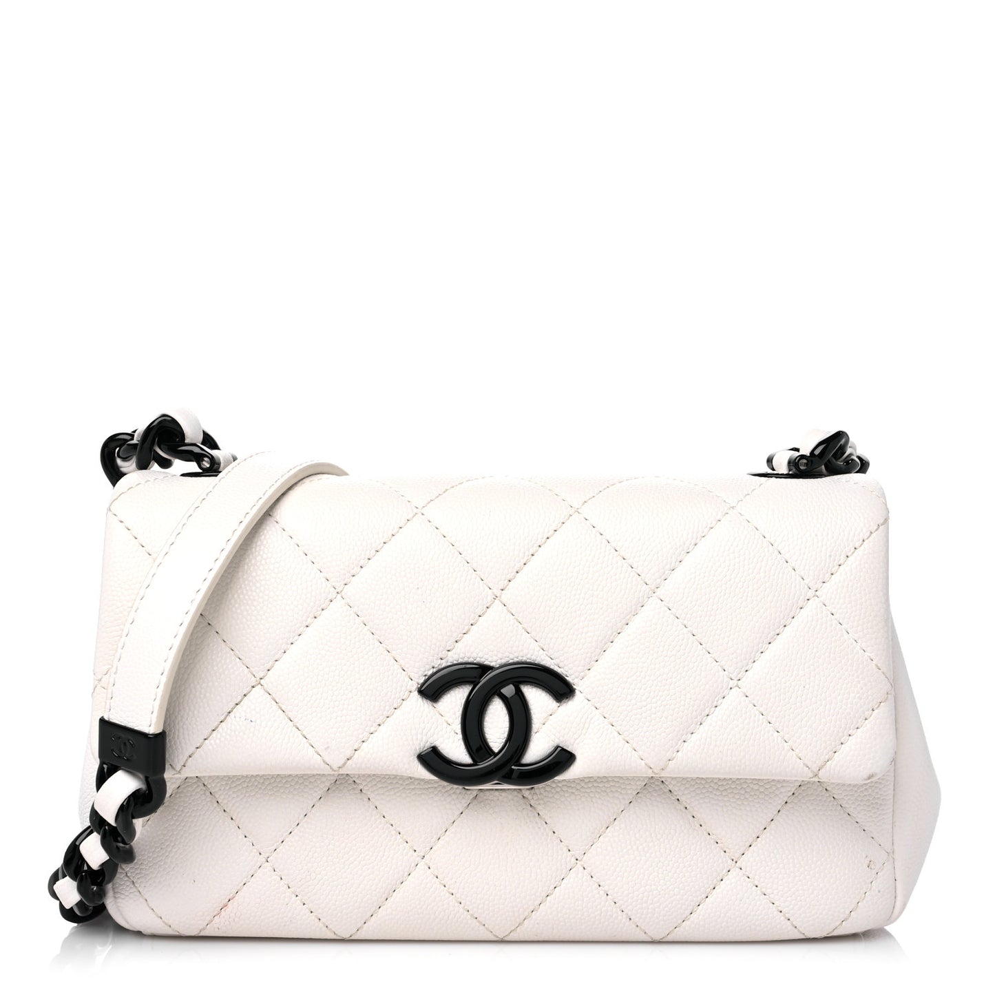 Caviar Quilted My Everything Small Flap White Black