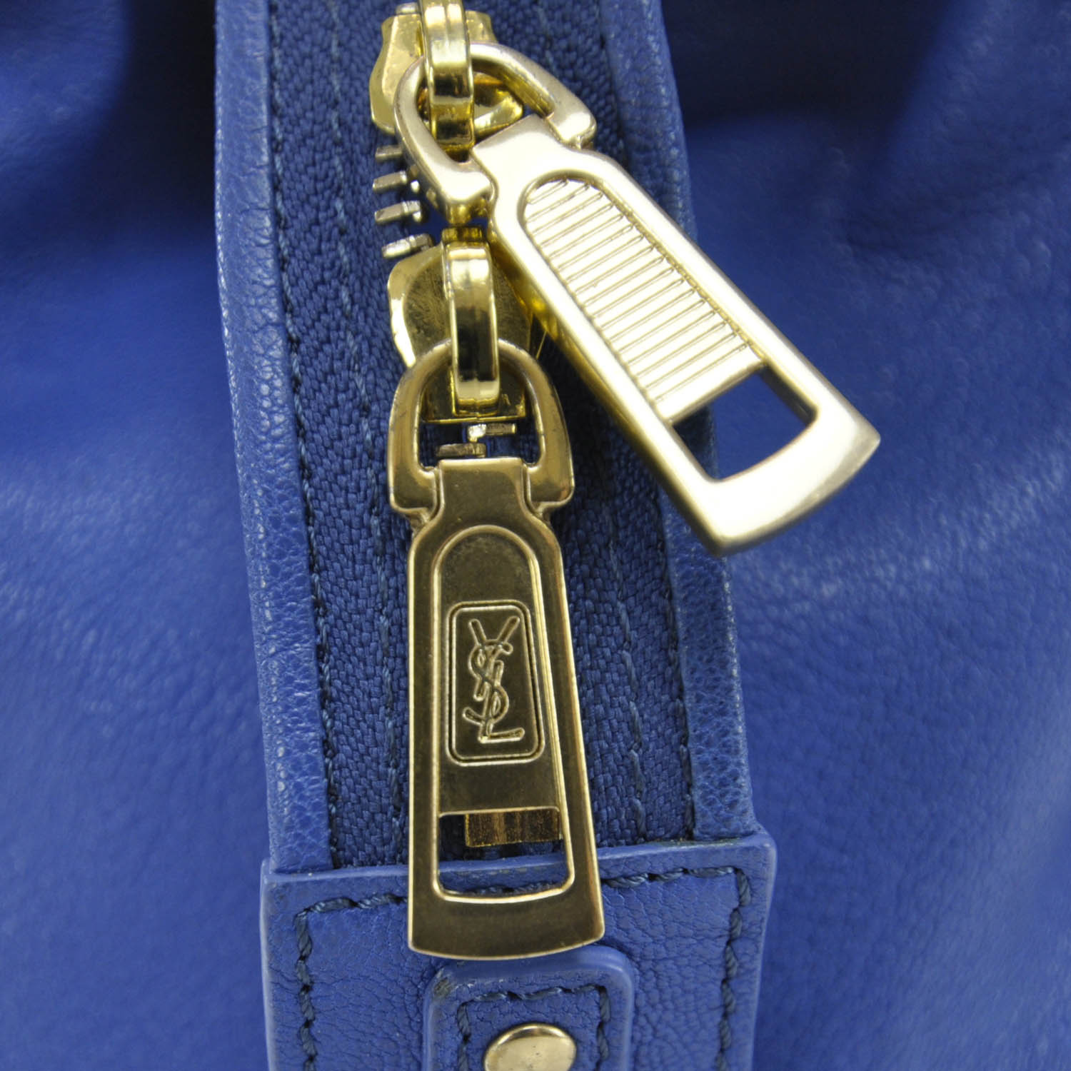 Saint Laurent Leather Large Cabas Chyc Blue 6 of 9