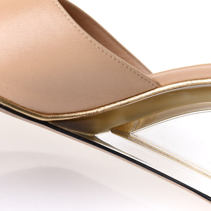 Chanel Lambskin Lucite CC Wedge Mules 37.5 Beige 10 of 17