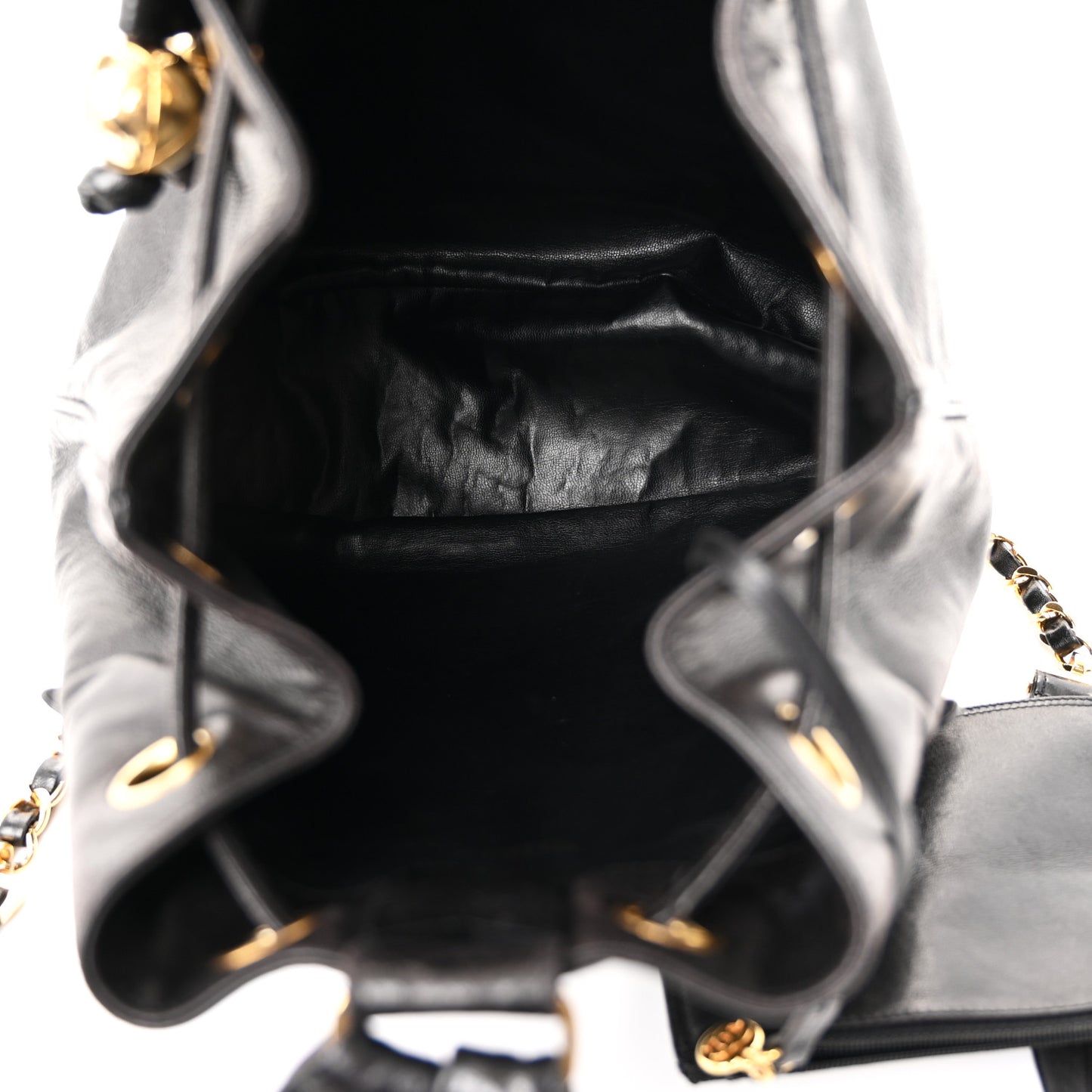 Lambskin CC Drawstring Backpack Black