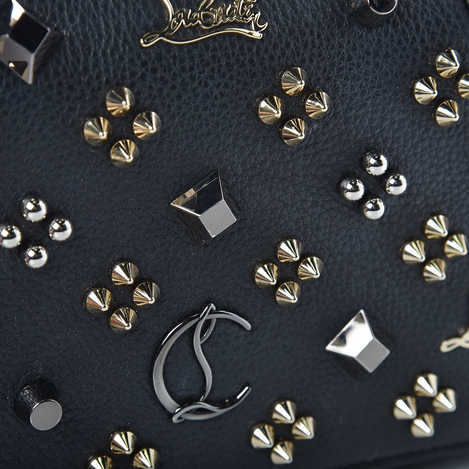 Christian Louboutin Grained Calfskin Spikes Loubinthesky Paloma Wallet On Chain Black Multimetal 9 of 10