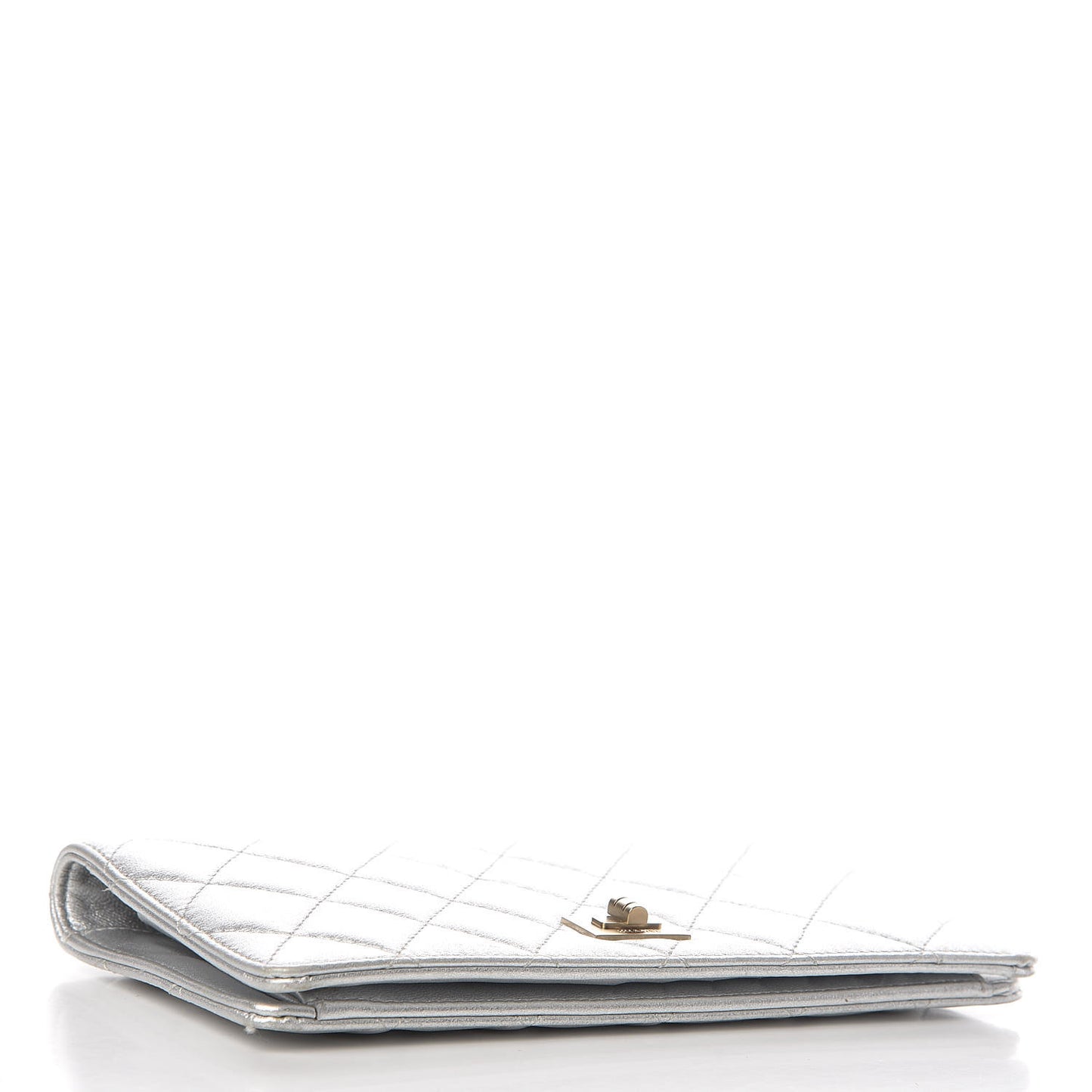 Metallic Lambskin Quilted Reissue Yen Wallet Silver