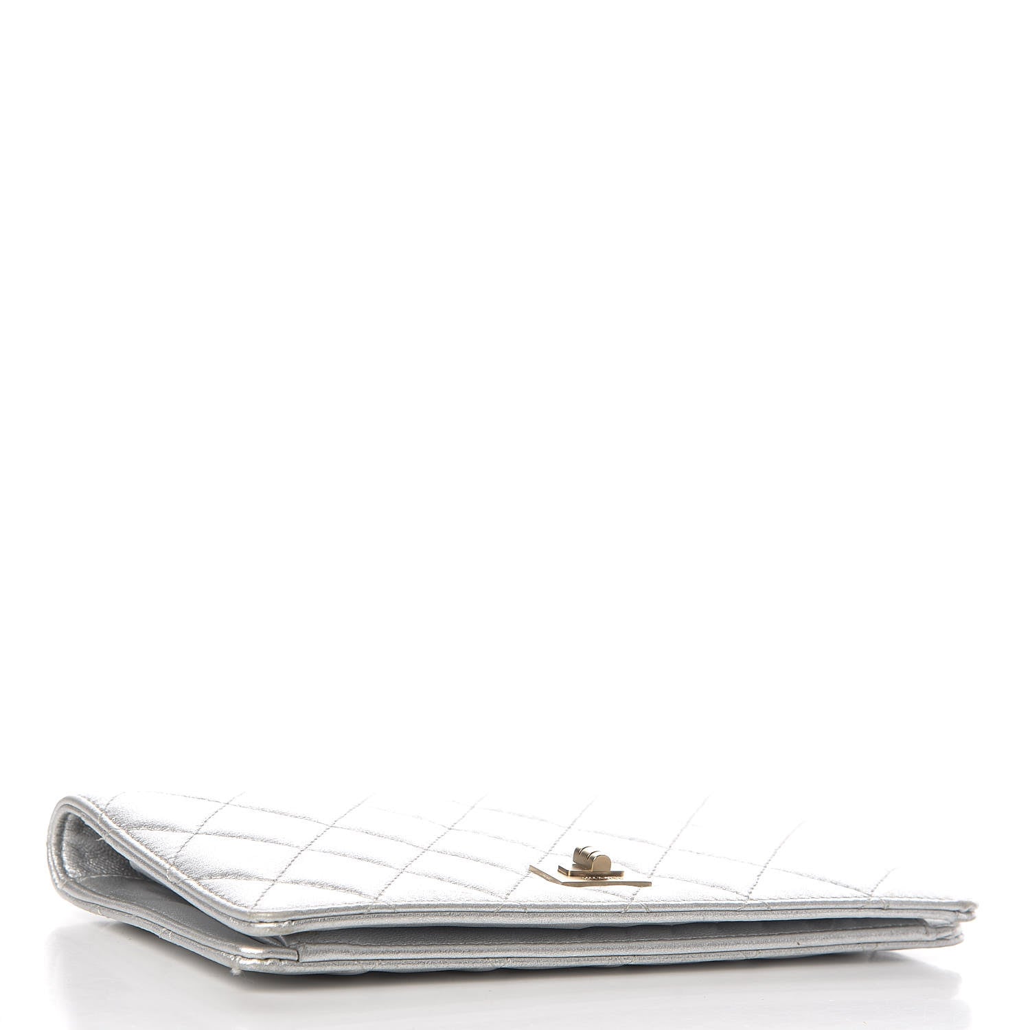 Chanel Metallic Lambskin Quilted Reissue Yen Wallet Silver 4 of 9