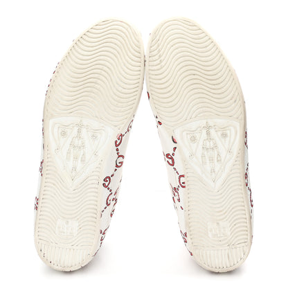 Gucci Calfskin GucciGhost Print Mens Ace Sneakers 8.5 White Hibiscus Red 6 of 10