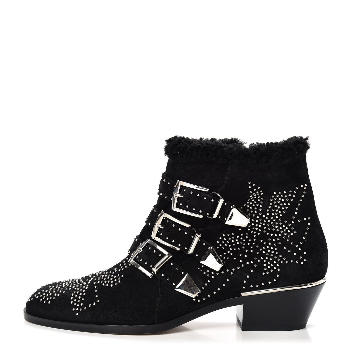 Shearling Studded Susanna Ankle Boots 38 Black