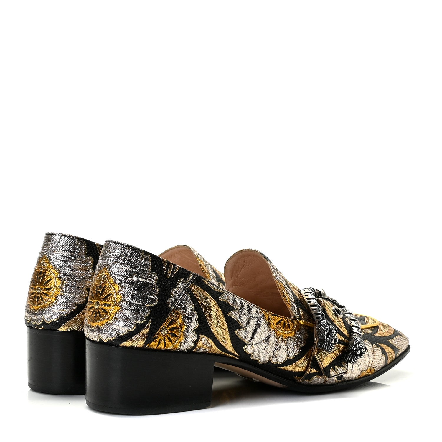 Gucci Brocade Floral Jacquard Dionysus Loafers 38.5 Black 4 of 9