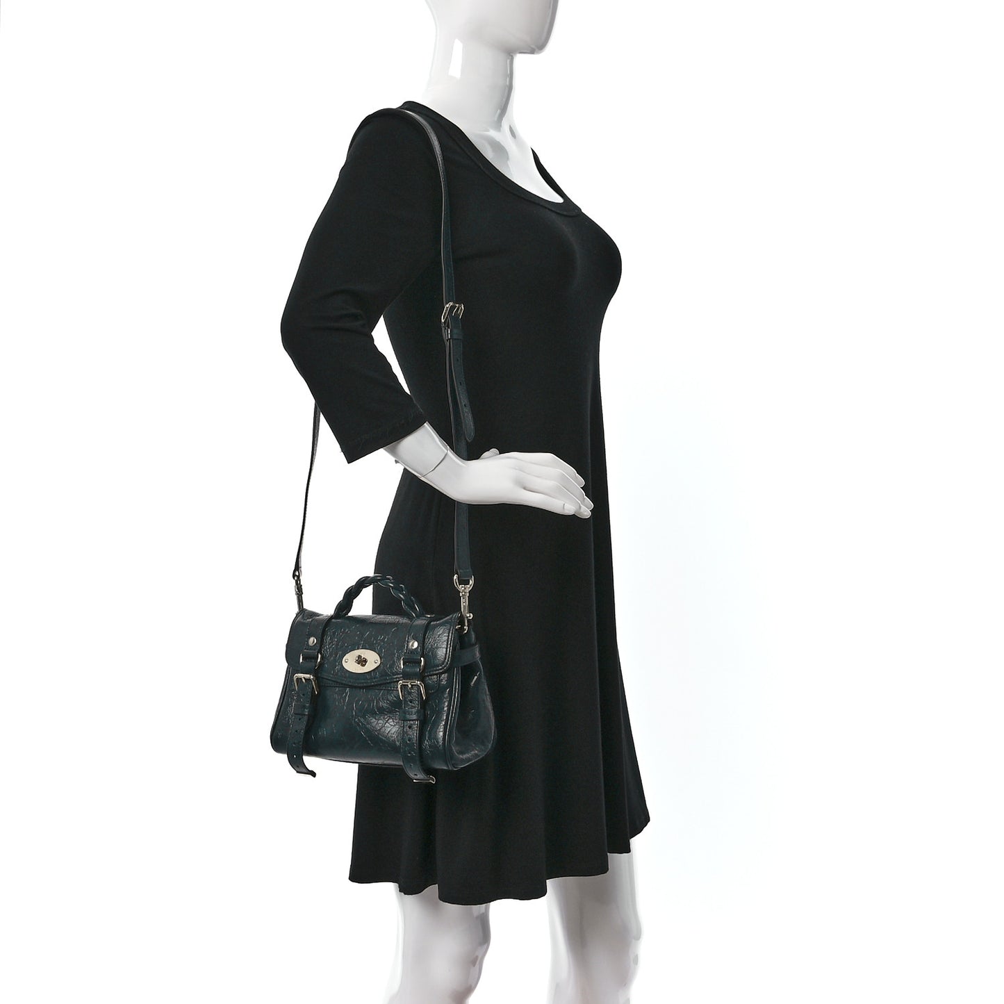 Crinkled Calfskin Mini Alexa Mulberry Green