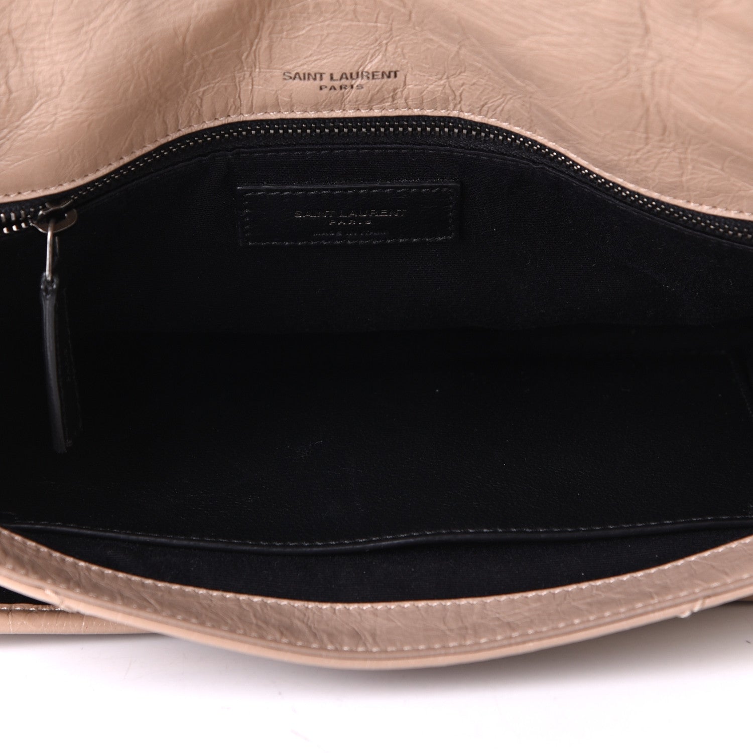 Saint Laurent Crinkled Calfskin Matelasse Monogram Medium Niki Chain Satchel Light Taupe 4 of 5