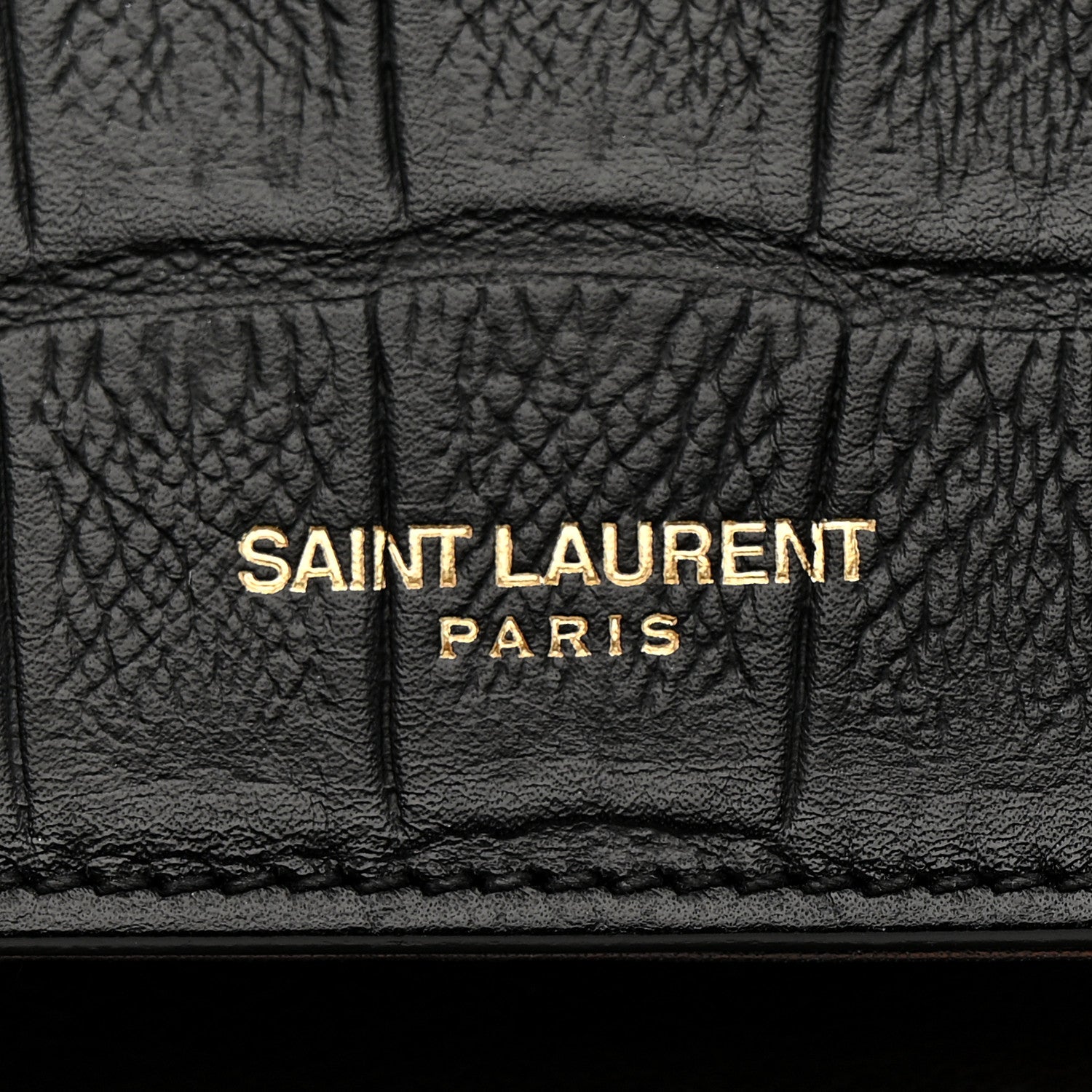 Saint Laurent Calfskin Crocodile Embossed Medium Moujik Top Handle Bag Black 7 of 16