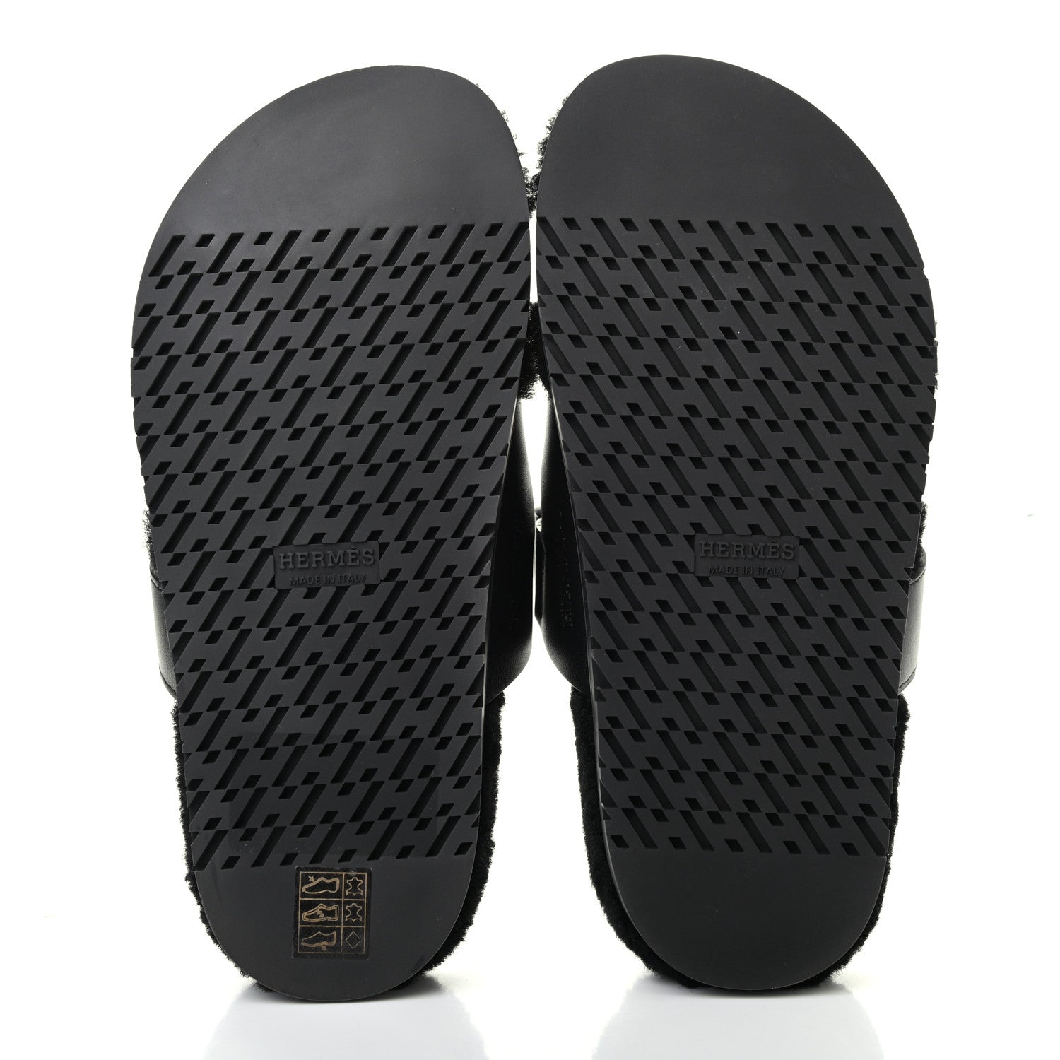 Hermes Calfskin Woolskin Womens Chypre Sandals 37 Black 5 of 8