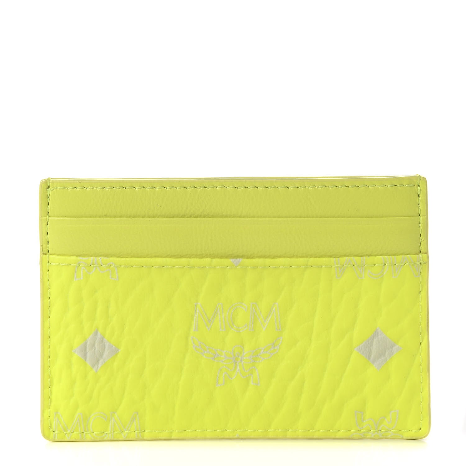 MCM Visetos Card Case Neon Yellow 1 of 7