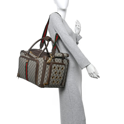 Gucci GG Supreme Monogram Web Small Pet Carrier Beige Ebony New Acero 3 of 23