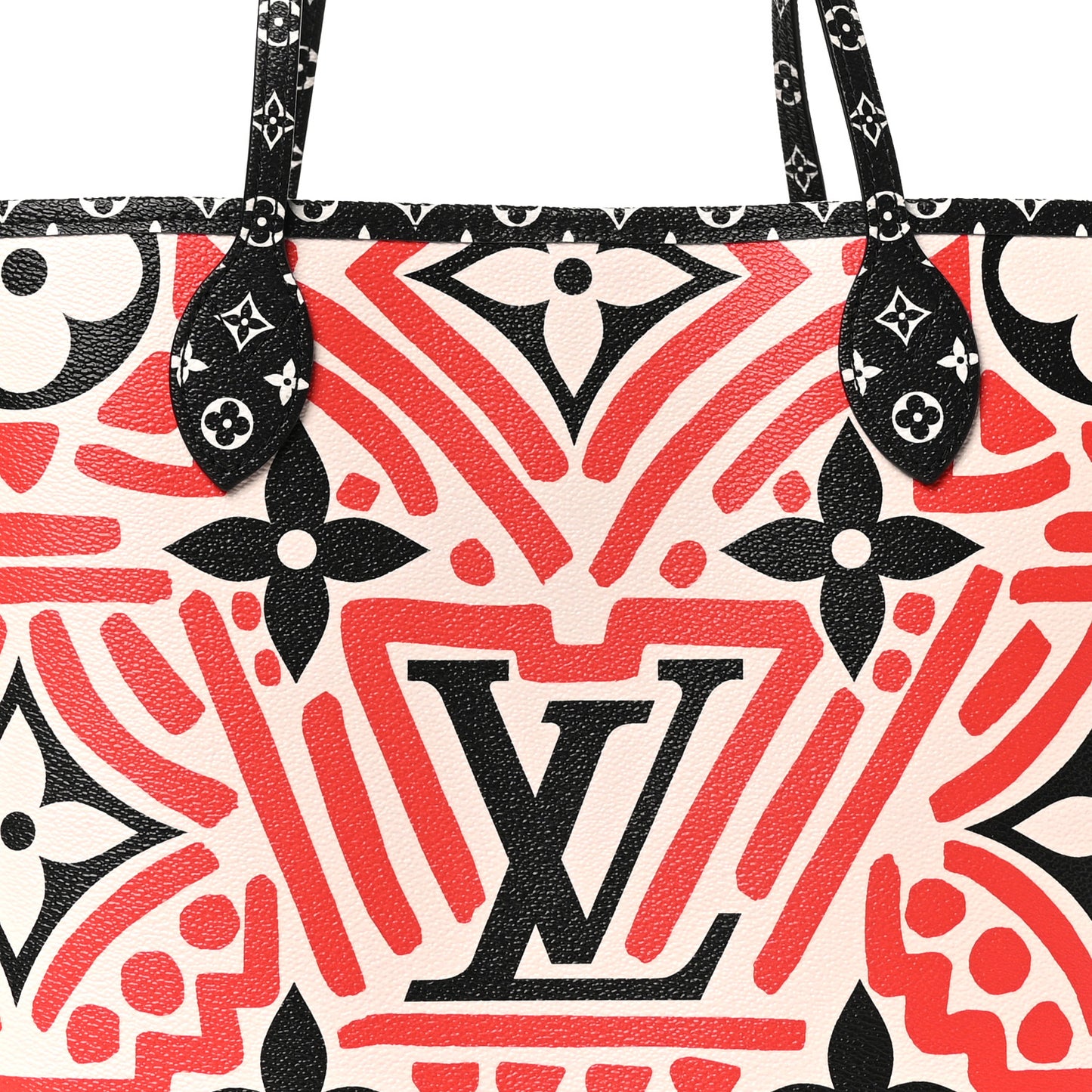 Monogram Giant Crafty Neverfull MM Creme Rouge Black