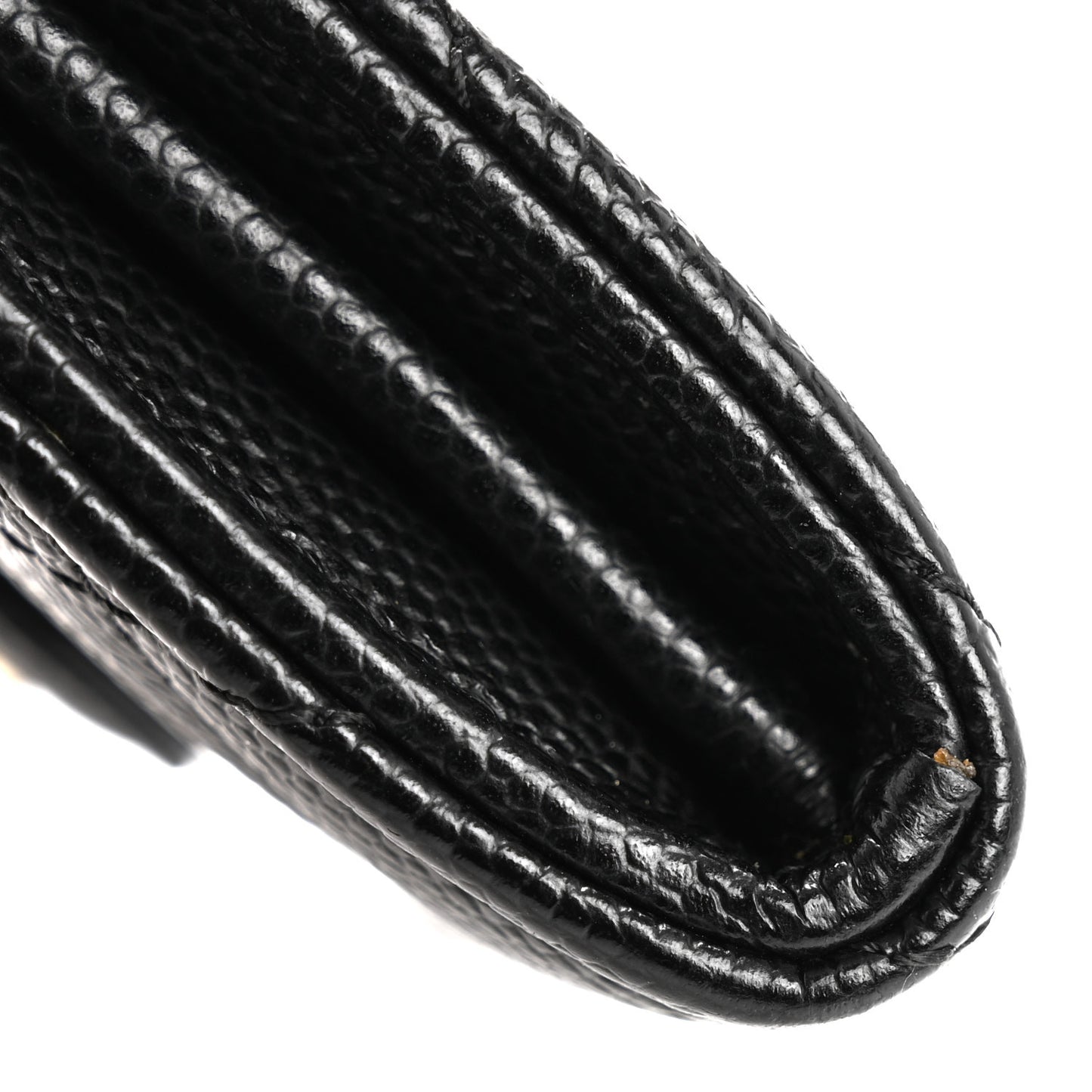 Caviar Quilted Flap Card Holder Wallet Black