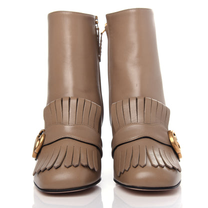Gucci Malaga Kid GG Marmont Fringe 75mm Ankle Boots 37 Mud 2 of 11