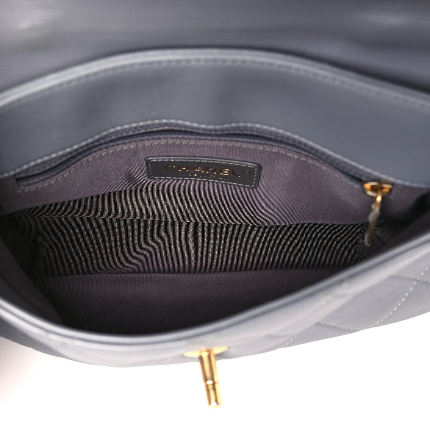 Lambskin Quilted Small La Parisienne Top Handle Flap Grey