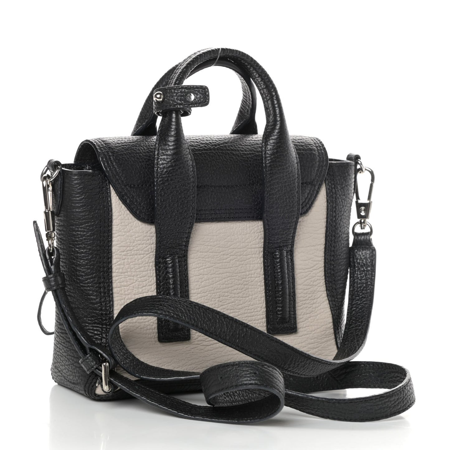 Textured Calfskin Mini Pashli Satchel Black Feather