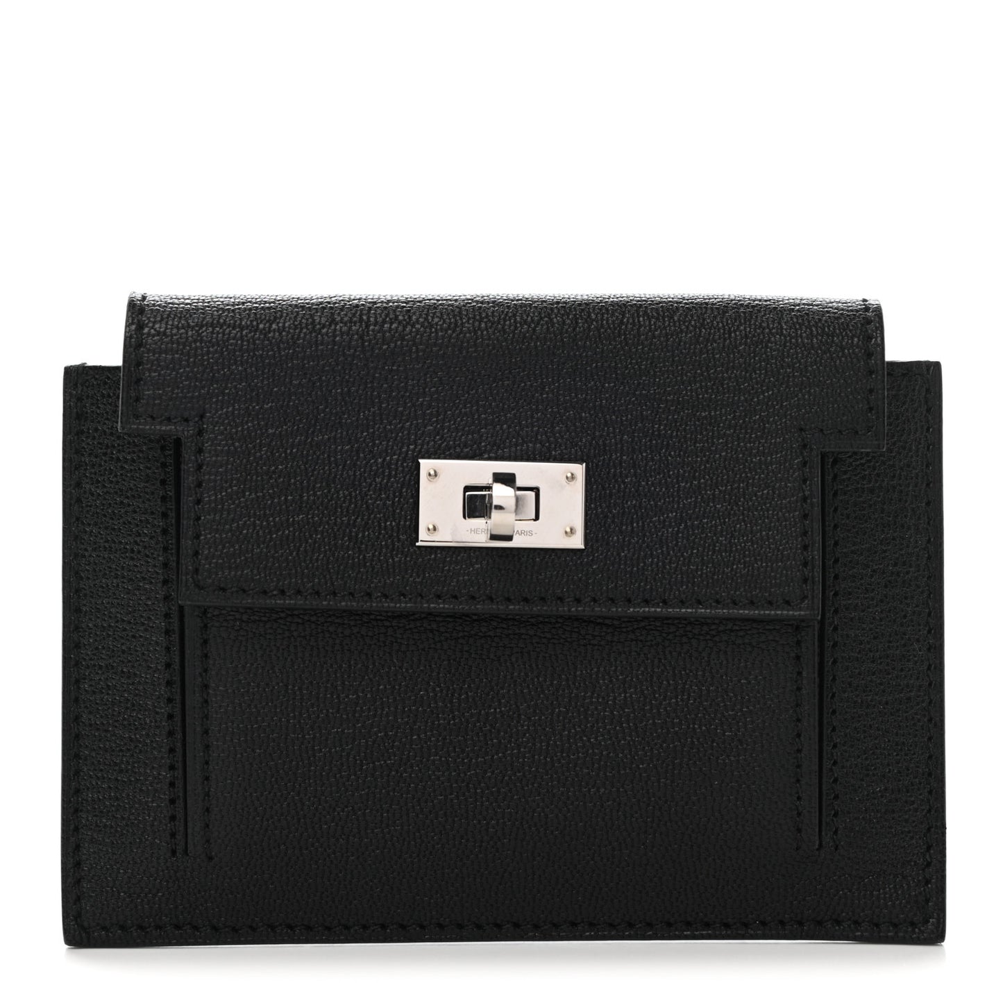 Chevre Mysore Kelly Pocket Compact Wallet Black